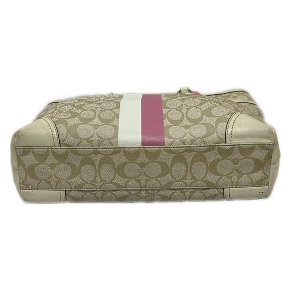 Auth COACH Heritage F14474 Beige Gray Beige Multi PVC Leather - Shoulder Bag - Picture 3 of 8